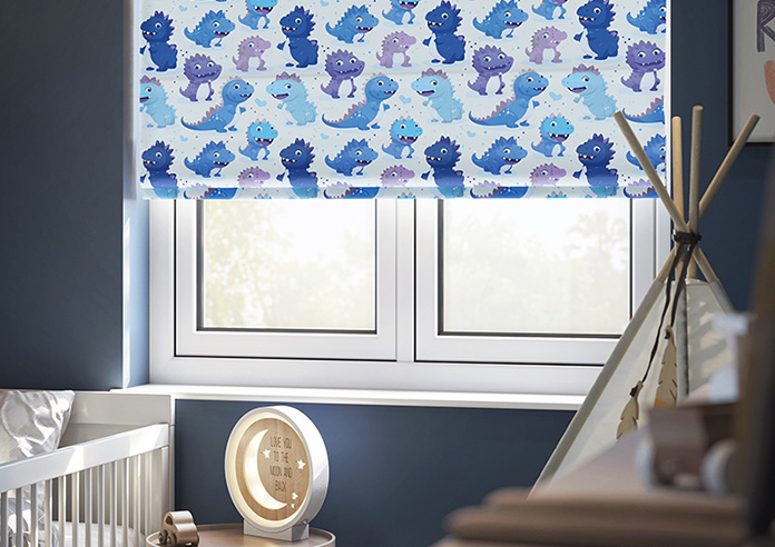 Roarsome, Blue - Twist&Fit Roman Blind - Image 5